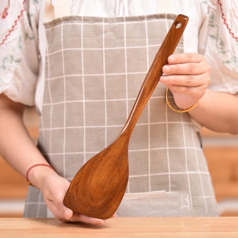 Non-Stick Pot Wood Shovel Teak Cooking Pot Shovel Tableware Thickened Oblique Shovel