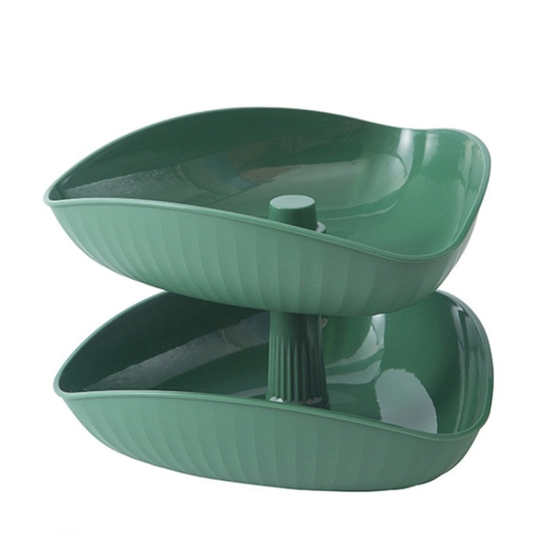 Snacks Dried Fruit Plate Multilayer Superimposed Fruit Plate Candy Plate, Specification: Double Layer 2 (Tea Green)