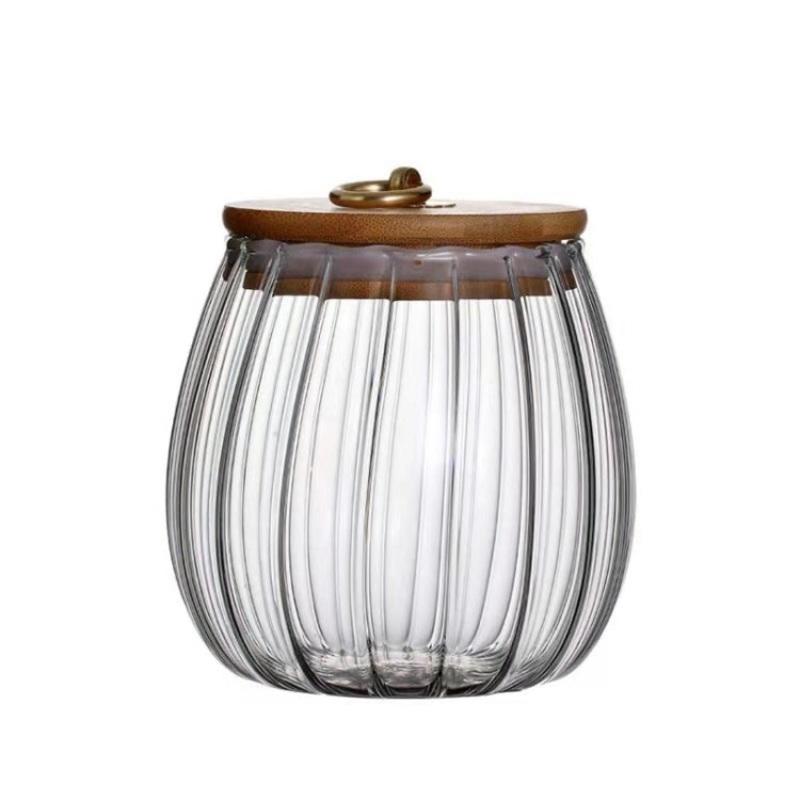 Transparent Glass Sealed Tea Caddy Household Food Candy Storage Seasoning Box