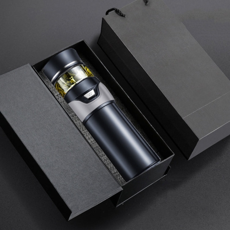101-500ML Insulation Cup Tea Water Separation Tea Cup,Style: Gray+Gift Box