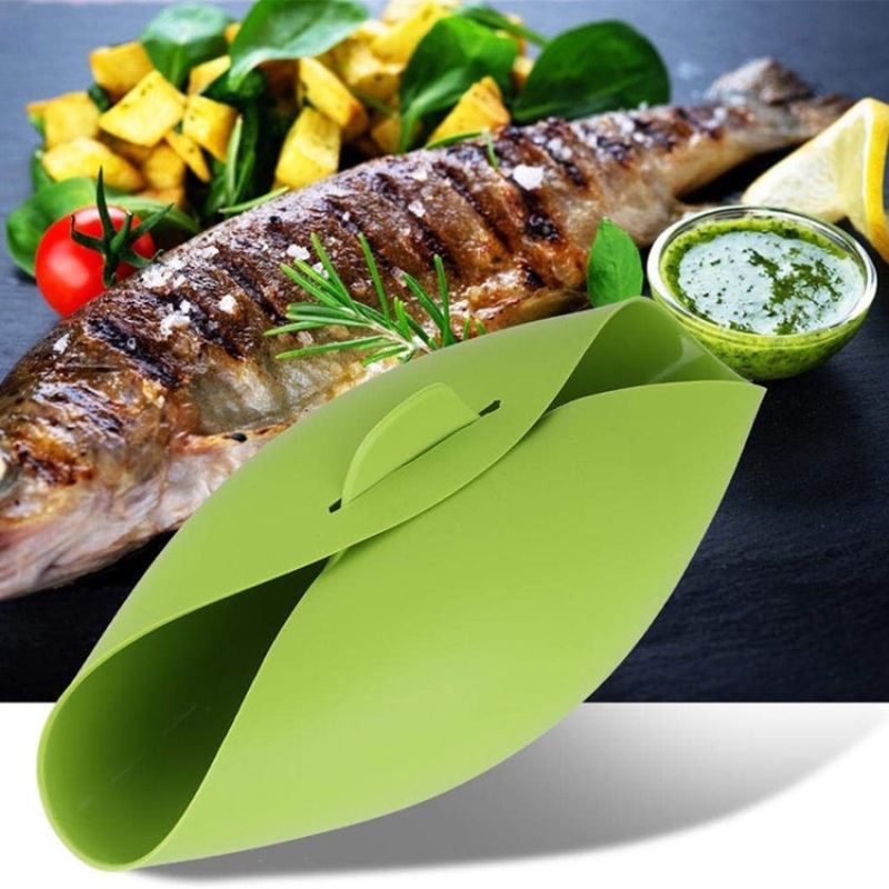 2 PCS Silicone Cooking Bowl Microwave Oven Foldable Steamed Fish Bowl Salad Bowl(Green)