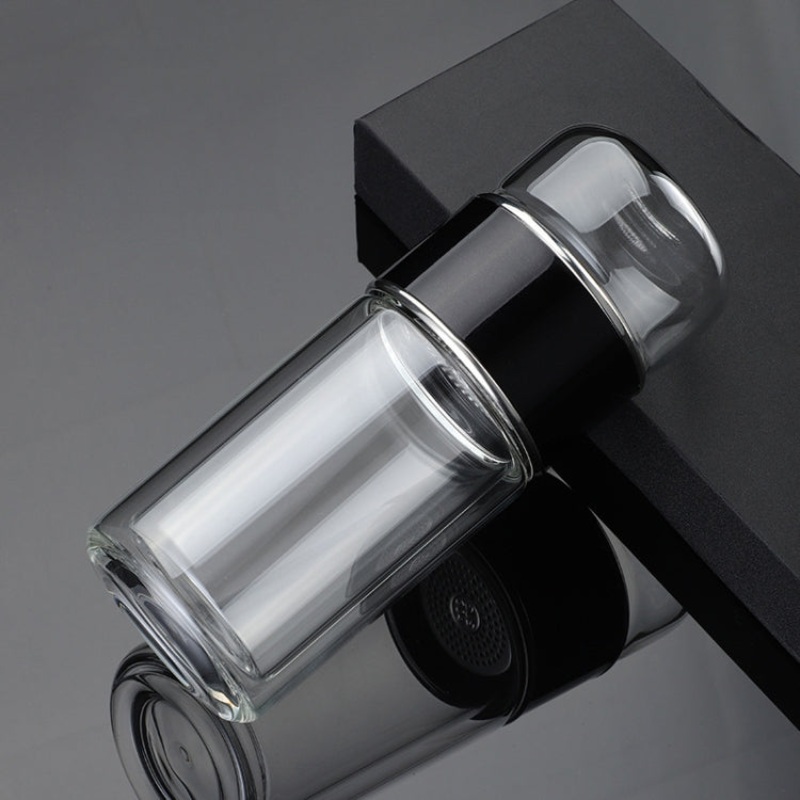 400ml Tea Water Separation Tea Cup Double Layer Glass Cup Business Office Water Cup