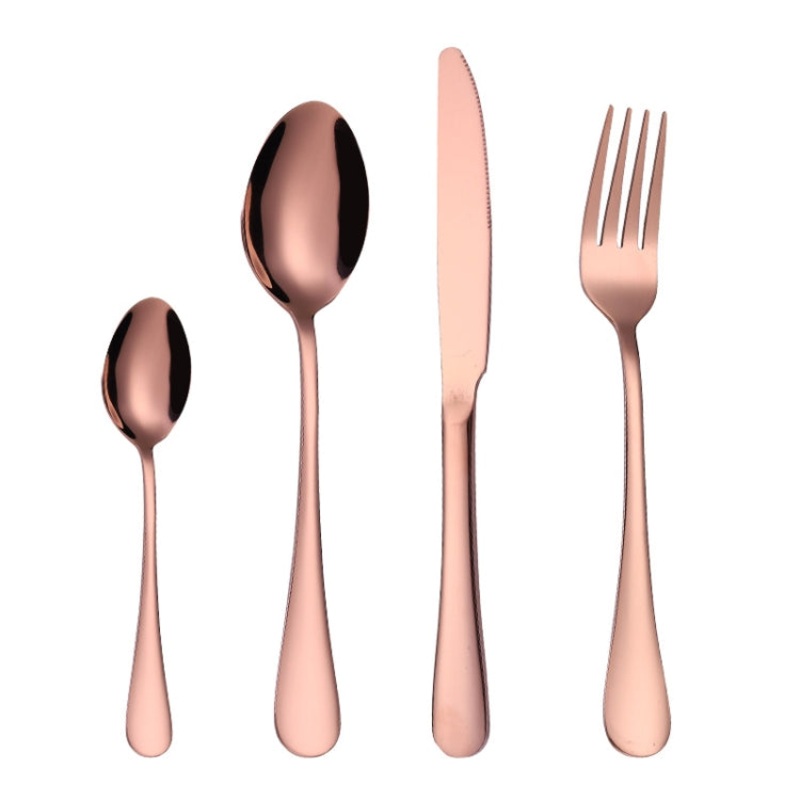 4PCS/Set Stainless Steel Western Steak Fork Spoon Knife Set, Color: Rose Gold