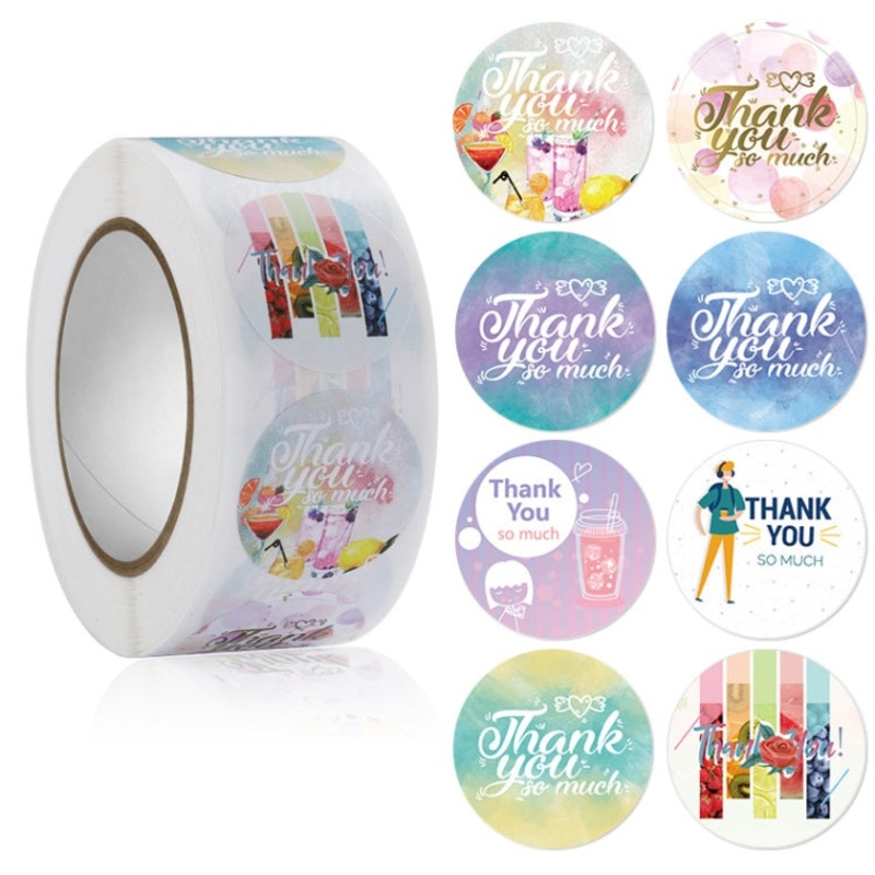 5 PCS Pearl Milk Tea Cup Thank You Sticker Coffee Shop Sealing Sticker, Size: 2.5cm / 1 Inch