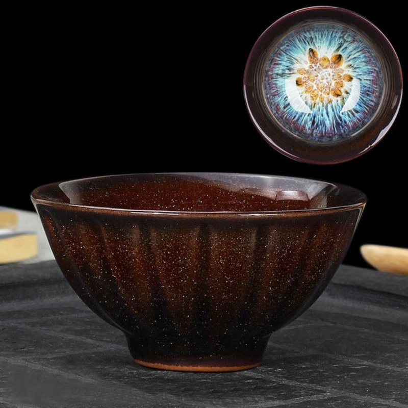 Kiln Transmutation Kongfu Bowl Ceramic Tea Cup, 01, Capacity: 60ml, Size:Small, 7.1×3.7cm