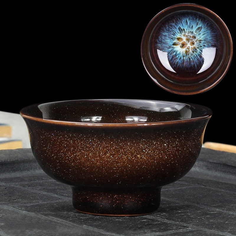Kiln Transmutation Kongfu Bowl Ceramic Tea Cup, 03, Capacity: 60ml, Size:Small, 6.9×3.5cm
