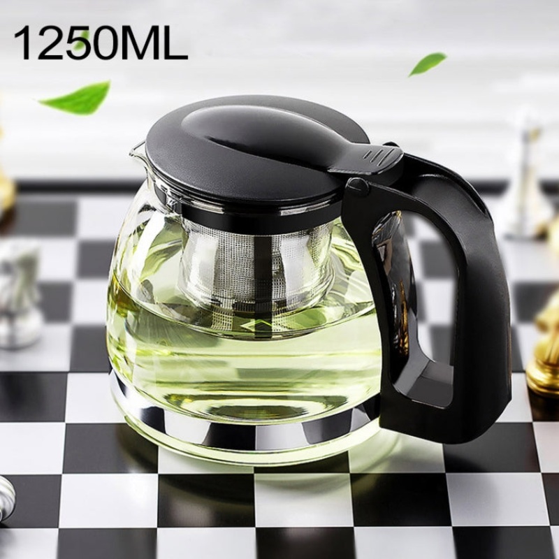 Large-capacity Stainless Steel Heat Resistant Glass Filter Tea Pot, Capacity: 1250ml