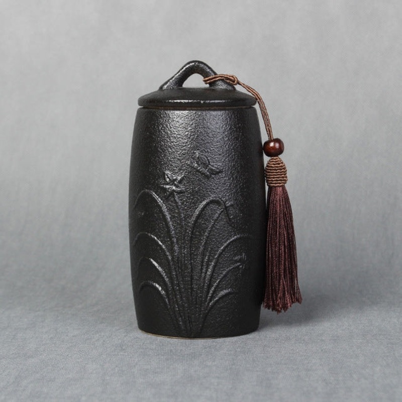 Orchid Pattern Stoneware Tea Cans Storage Tanks Ceramic Tea Set Tea Ceremony Accessories