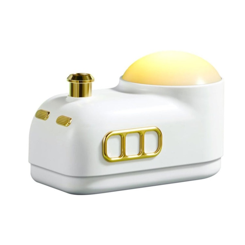Retro Steam Train Air Humidifier USB Night Light Atmosphere Decor Lamp, Color: White-Basic Model
