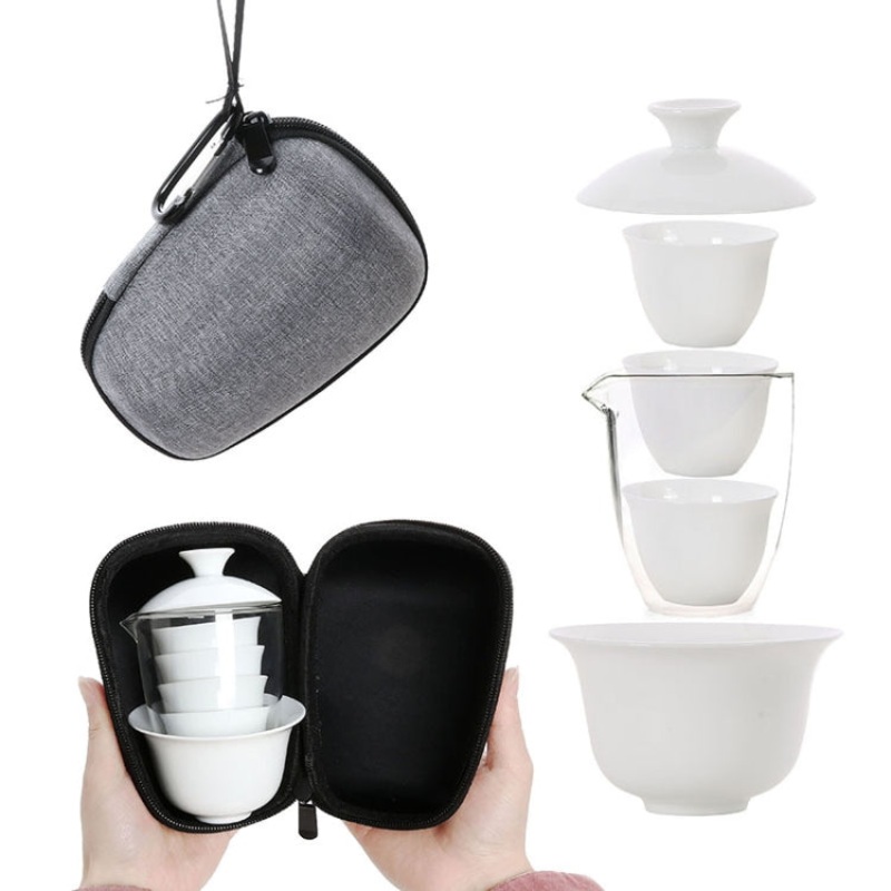 Travel Tea Cup Set Portable Receiving Tea Maker Kung Fu Teaware Gifts, Size: 10.8×9.8x13cm