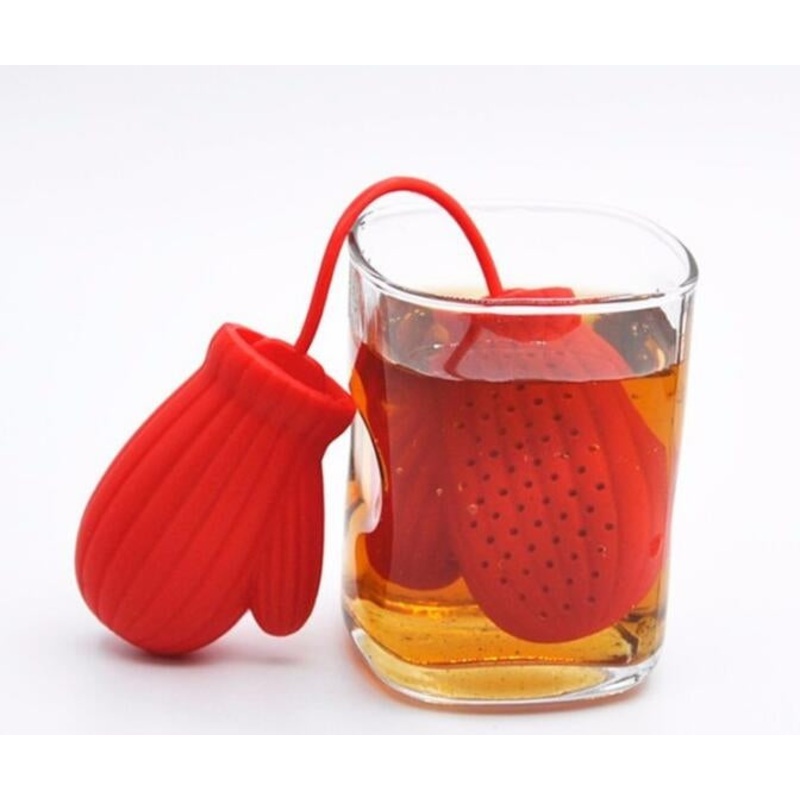 2 PCS Christmas Gloves Tea Strainer Infusers Makers Silicon Loose Leaf Coffee Bag