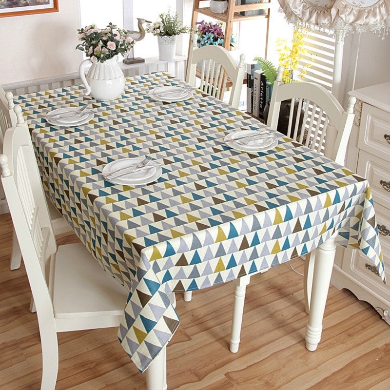 Colorful Geometry Print Cotton Linen Table Cloth Home Dinner Tea End Dustproof Table Cover, Size:140x180cm
