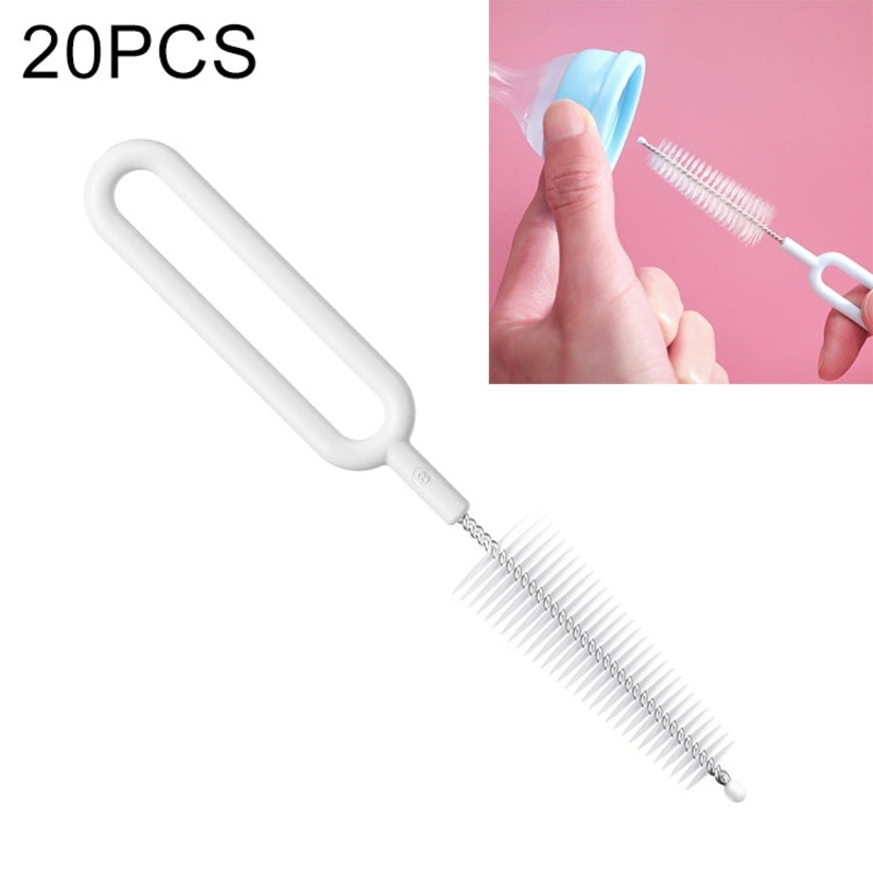 20 PCS Nylon Feeding Bottle Cleaning Brush Rotating Teapot Brush