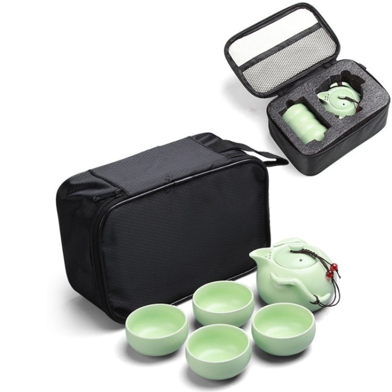 5 in 1 Celadon Ceramic Tea Set Penguin Kung Fu Teapot 1 Pot 4 Teacups Chinese Drinkware with Travel Gift Box