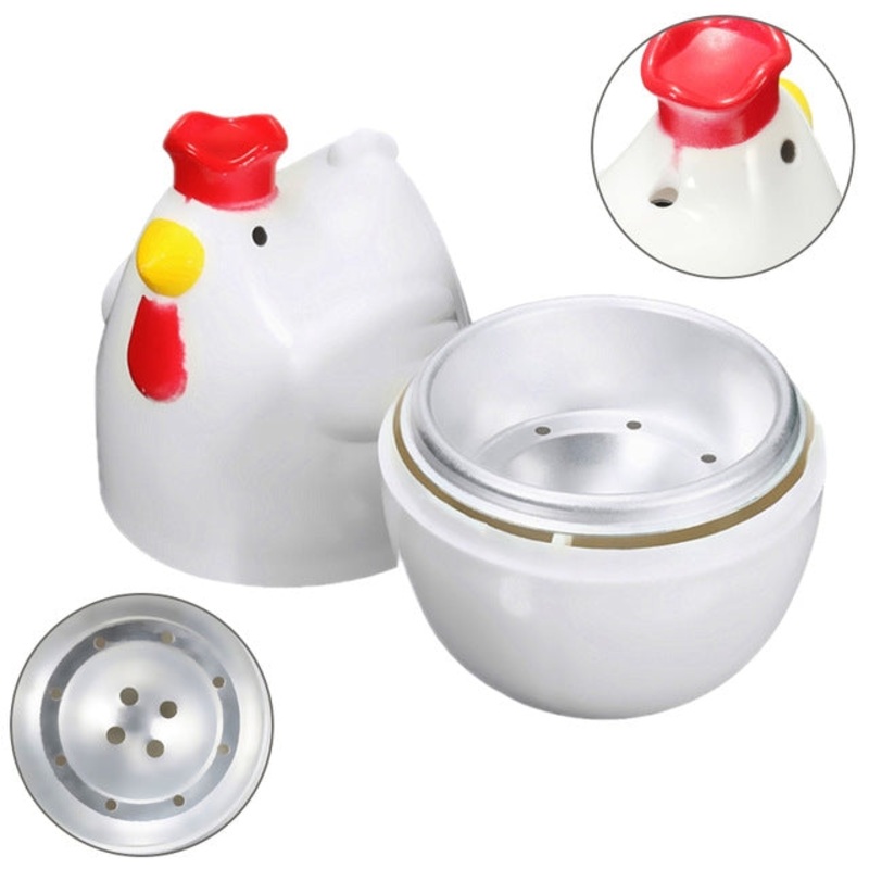 Boiled Egg Steamer Microwave Egg Cooker Cooking Tools Kitchen Gadgets(White)