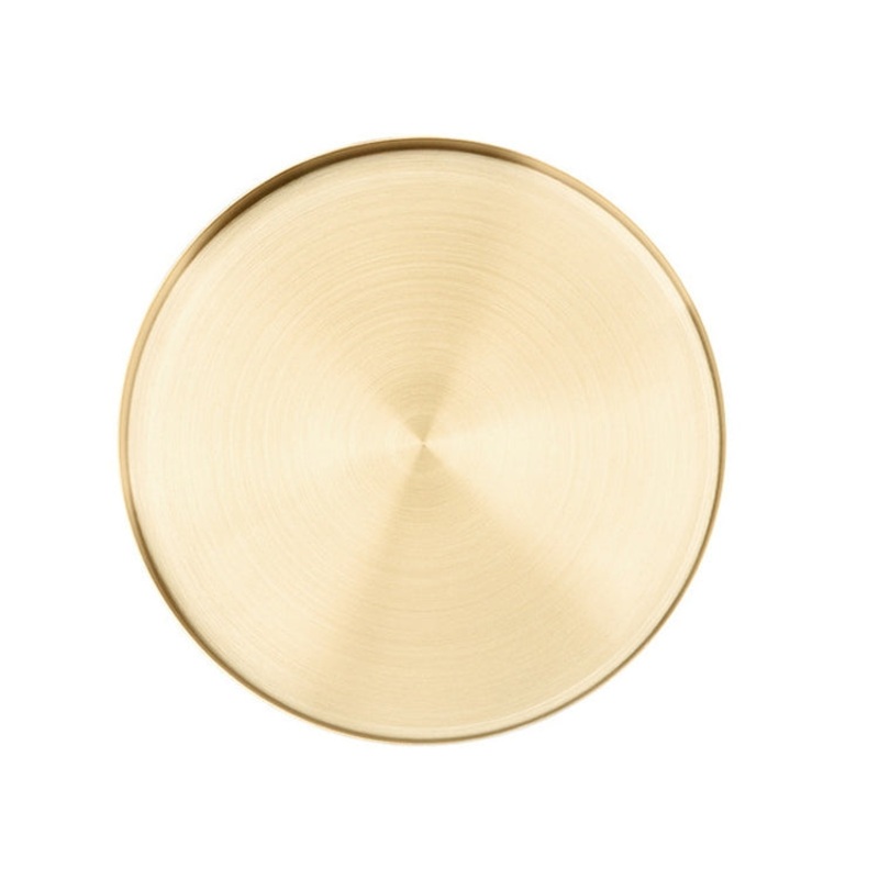 Gold Stainless Steel Round Tray Cosmetic Storage Box Dessert Tea Tray, Size:L Diameter 30cm
