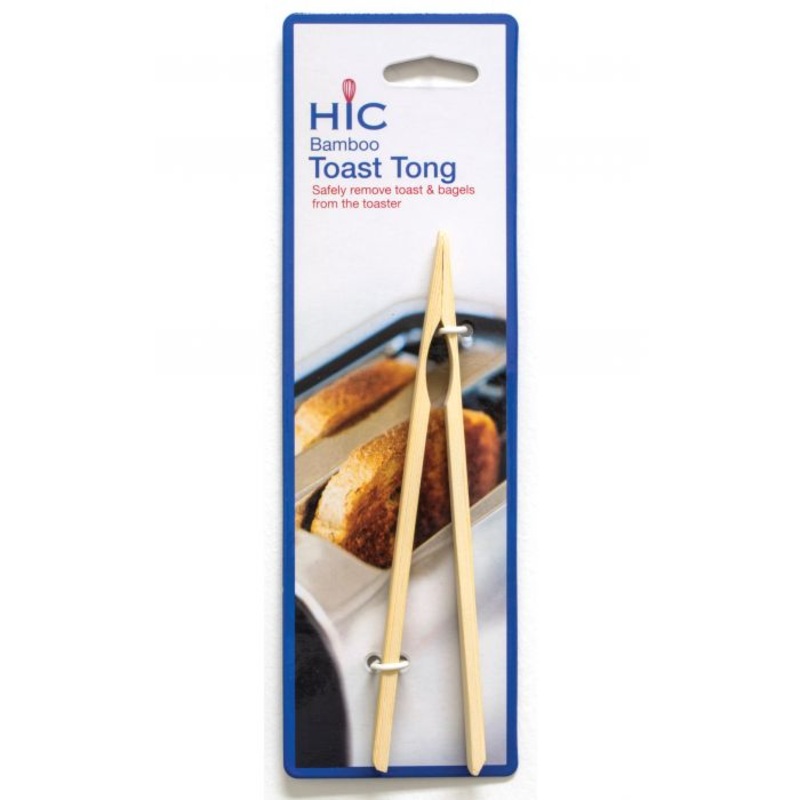 HIC Bamboo Toast Tongs, 6.5”