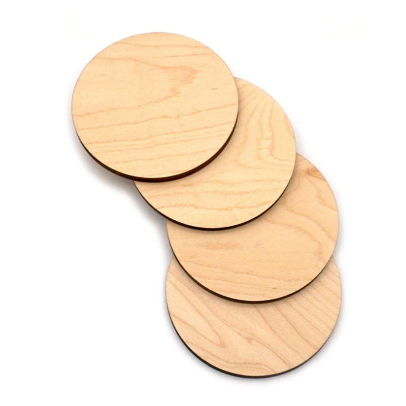 JK Adams Maple Coasters w/Housefly Logo, set of 4