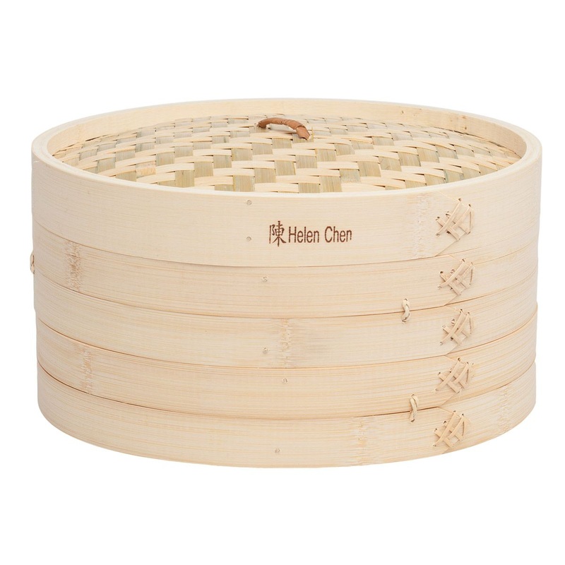 Helen’s Asian Kitchen Bamboo Steamer with Lid, 12in