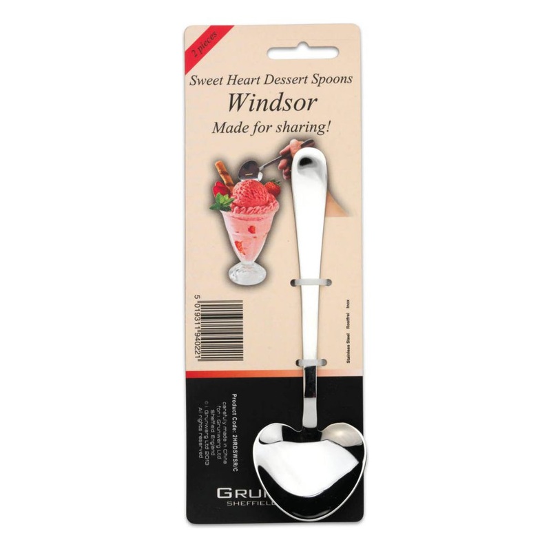 Windsor Heart-Shaped Dessert Spoons  Pack of 2 (Stainless Steel)