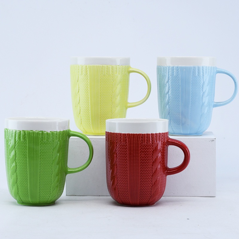 Red, Blue, Green, Yellow Color Glaze Embossed Mug/ Coffee Cup /Ceramic Mug for Gift, Promotion or Daily Use and Factory Direct Sales & Accept Custom, Print Logo – Ceramic Mug and Coffee Mug price