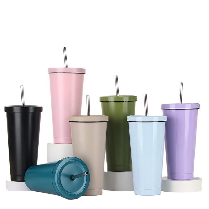500ml 750ml Skinny Double Wall Water Thermo Tea Mug Drinkware Vacuum Insulated Tumbler Stainless Steel Cups with Straw – Water Thermo Mug and Drinkware price