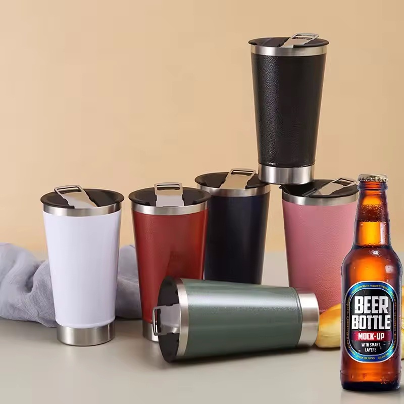 Brazil Premium Colors Double Wall Vacuum Insulated Stainless Steel Water Bottle Beer Thermal Pint Cup Beer Mug with Opener – Stainless Steel Water Bottle and Thermal Pint Cup price
