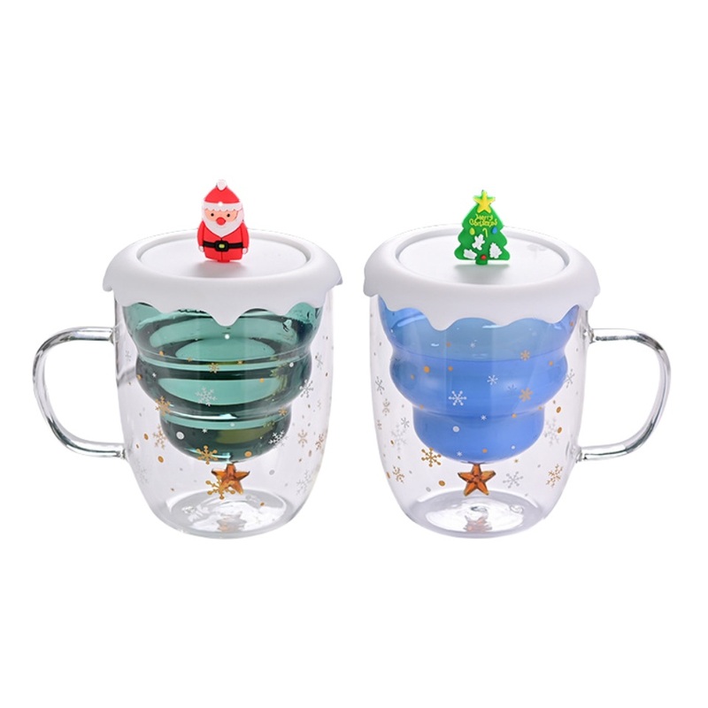 Christmas Gifts 300ml Christmas Double Wall Glass Cup Unique Coffee Mug with Handle – Christmas Gifts and Coffee Mug price