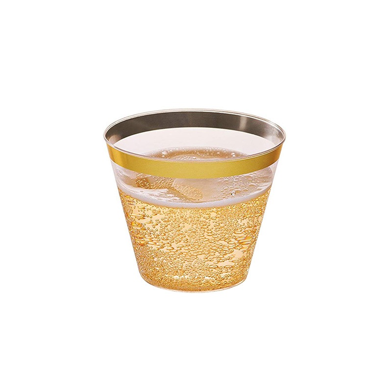 Custom Clear Gold Rim Cups Plastic Drinking Tumbler Plastic Wedding Party Cups with Sliver Rim – Disposable Plastic Cups and Gold Rimmed Clear Party Cups price