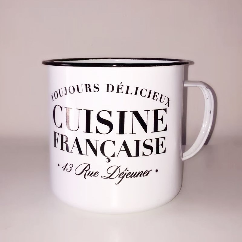 White Coating Letters Logo Customized Style Enamel Mug/Cup Coffee Tea – Enamel and Esmalte price