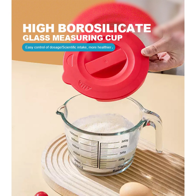 Borosilicate Glass Measuring Cup with Lid Dishwasher Microwave Freezer Safe 1000ml – Glass Measuring Cup and Measuring Cup price