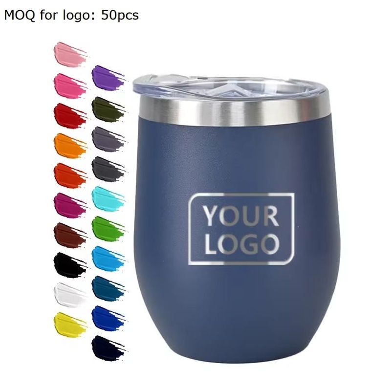 Custom 12oz Double Wall Stemless Stainless Steel Wine Tumbler Insulated Vacuum Egg Shape Mugs Cup Tumbler with Lid – Insulated Mug and Drink Mug price