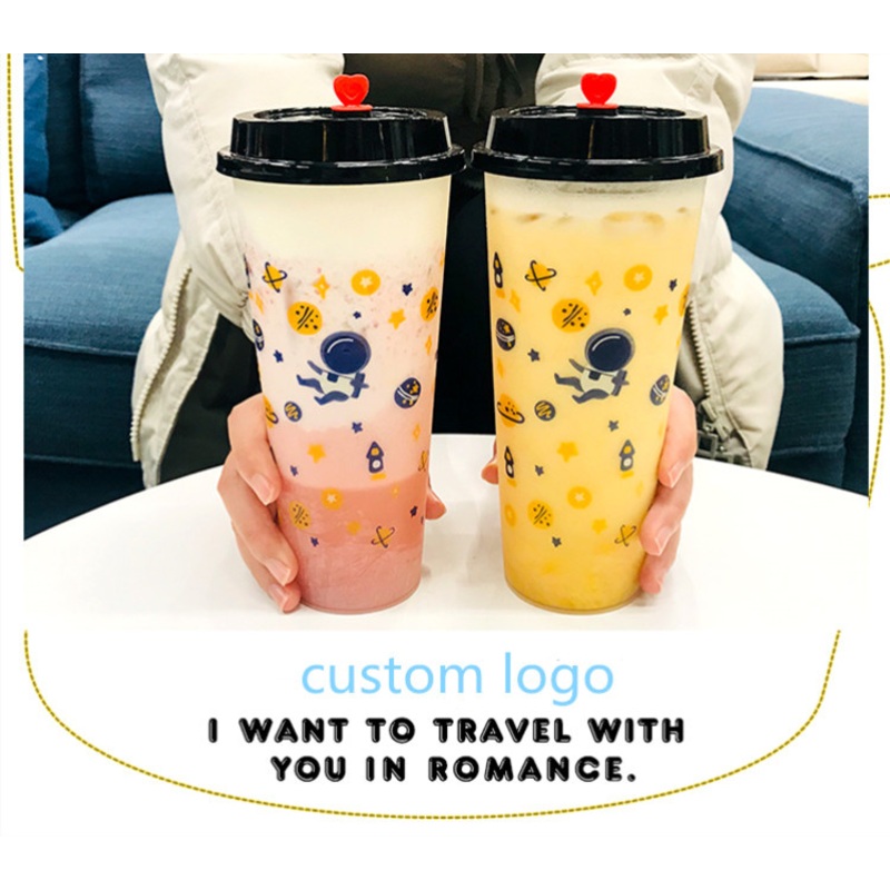 Custom Logo 90-700ml Disposable PP Plastic Cup with Lid – Milk-Tea Cup and Cup and Lid price