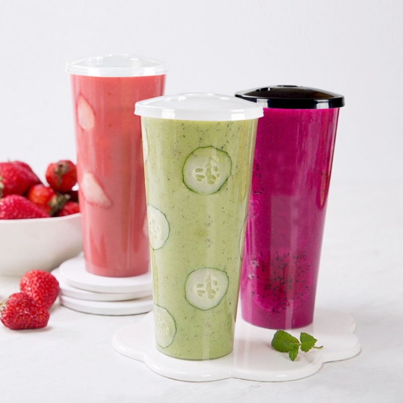Disposable Transparent Milk Tea Cup Juice Drinking Hard Plastic Cups Coffee Beverage Cups with Lids – Disposable Cup and Transparent Cup price