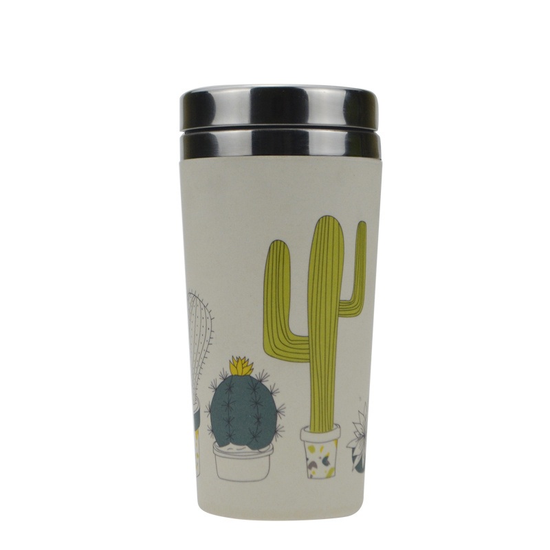 Insulated 500ml Reusable Stainless Steel Bamboo Fiber Coffee Cup – Vacuum Flask and Drinking Cup price