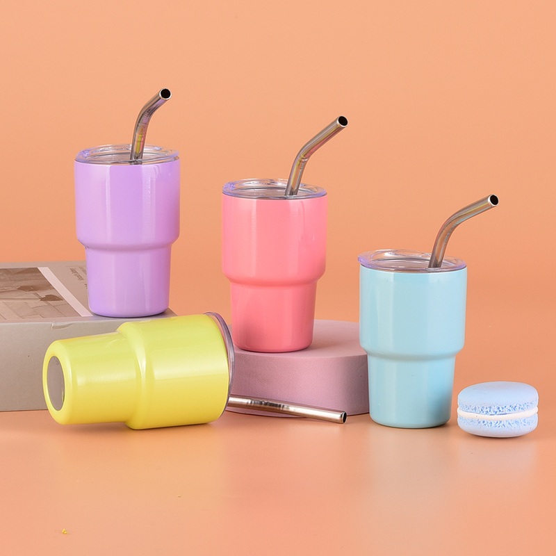 New 2oz 3oz Metal Mini Tumbler Shot Glass Double Wall Insulated Mini Whisky Coffee Wine Espresso Tumbler with Straw Lid – Espresso Tumbler and Metal Mini Tumbler price