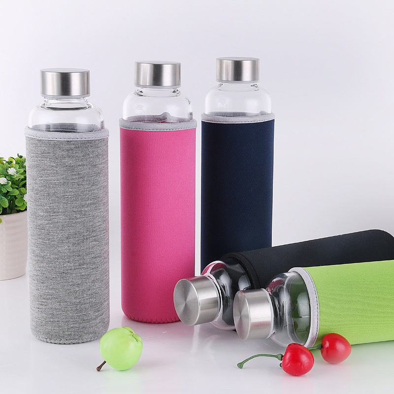 Travel Camping BPA Free Eco-Friendly Morden Kitchen 16oz 500 Ml Glass Holy Water Bottle with Sleeve – Sport Water Bottle and Drinking Bottle price