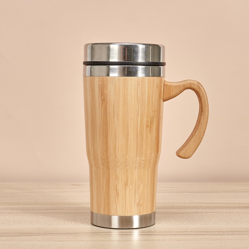 450ml High Quality Travel Tumbler Reusable Bamboo Stainless Steel Coffee Mug with Handle – Coffee Mug and Stainless Steel Coffee Mug price