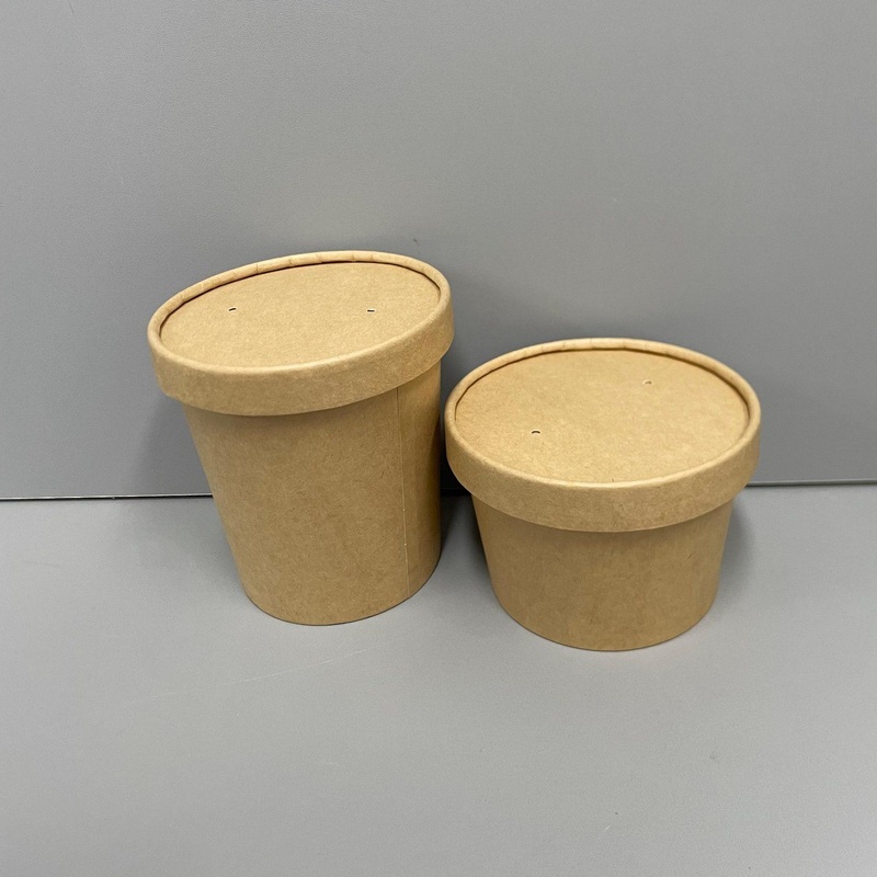 Biodegradable Disposable 8oz 12oz 16oz 26oz 32oz Double Poly-Coated White Kraft Paper Hot Soup Cup Bowl Food Cup with Vented Paper Lid – Kraft Paper Hot Soup Cup and Double Coated Soup Bowls with Lid price