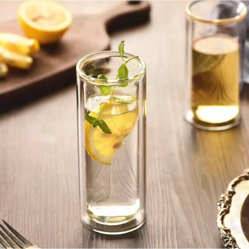 Double Wall High Bososilicate Custom Laser Engraving Logo Glass Water Cup – Double Wall Glass and Double Wall Glass Cup price
