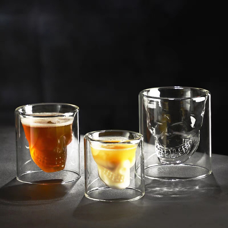 Handmade Creative Couple Double Wall Mini Shot Glass Cups Naked Skull Wine Glass Custom Size – Custom Size Skull Glass and Double Wall Wine Glass price