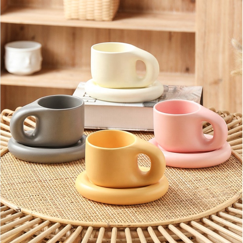 Nordic Creative Household Tableware Ceramic Mug Afternoon Tea Fat Cup Large Capacity Cup and Saucer Set – Ceramic Mug and Mugs Ceramic price