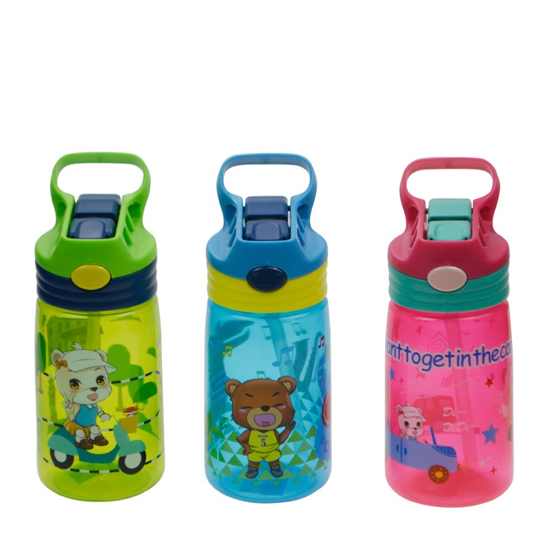 Summer Cute Kawaii Boys Girls 450ml Leakproof Drinking Reusable Travel Enfants BPA Free School Kids Plastic Water Bottle with Straw – Summer Cute Water Bottle and Kawaii Boys Girls Water Bottle price