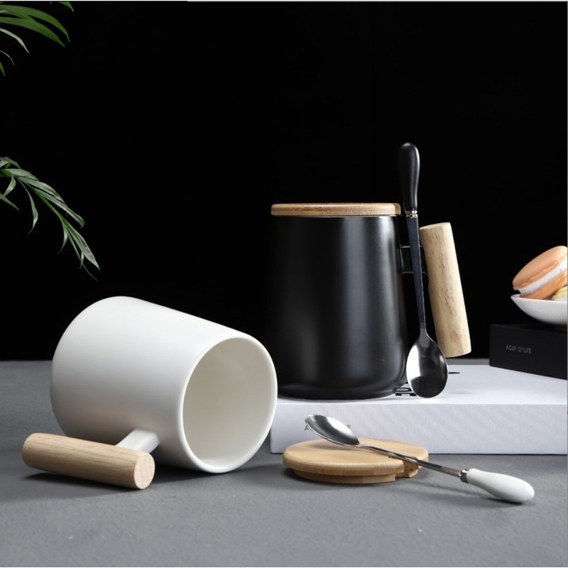 Custom Egg Shape Ceramic Coffee Mugs Cup with Wooden Handle Lid Business Office – Water Bottle and Ceramic Cup price