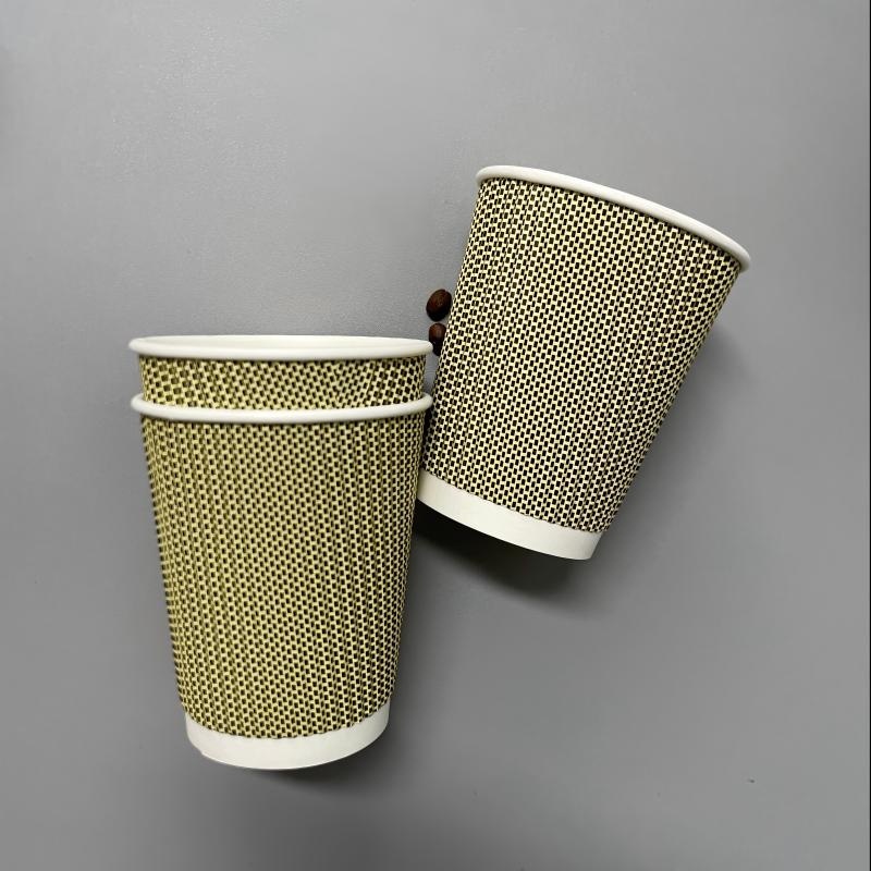 Custom Logo Printed Ripple Wall Paper Cups 3/4/5/8/12/16oz Disposable Double Wall for Hot Cold Beverages – Custom Logo Printed Paper Cup and Compostable Disposable Paper Cups price