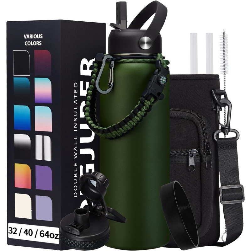 Customized 40oz Insulated Water Bottle Stainless Steel Large Cup Mug Jug Vacuum Flask with Paracord Handle Straw Spout Lids – Vacuum Flask and Thermos Flask price