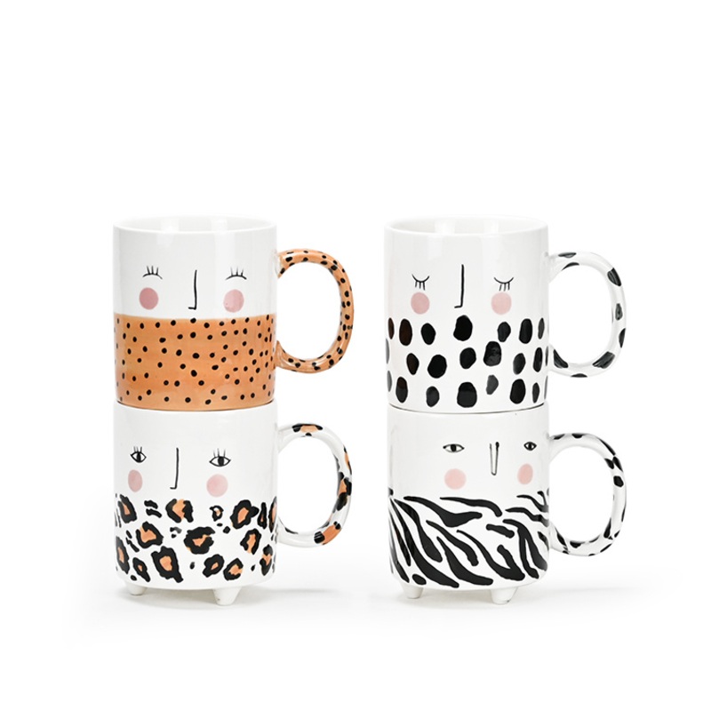 Hand Painted Animal Print Lady Face Ceramic Mug Tea Mug – Ceramic Mug and Mugs Ceramic price