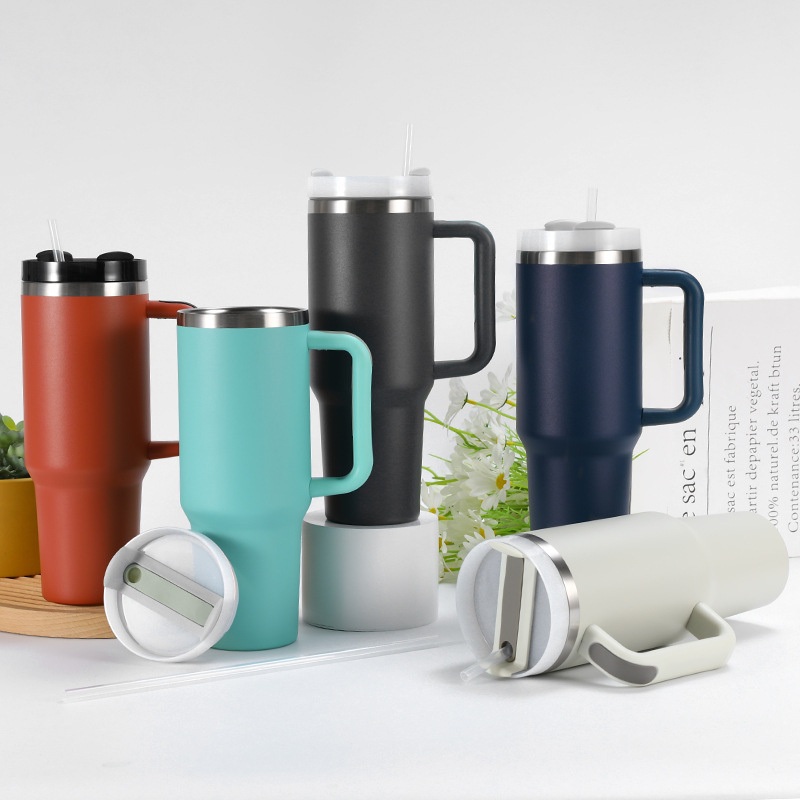 Hot Selling Customized Logo Water Bottle Thermos Vacuum Flask 40oz Handgrip Insulated Travel Coffee 30oz Cup Tumbler with Handle – Sport Tumbler and Custom Logo Ttumbler price
