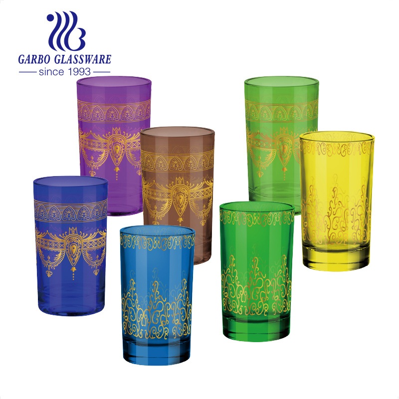 Unique 5oz Moroccan Tea Glass Cup in Colorful Spray Finish – Printing Glass and Glassware price