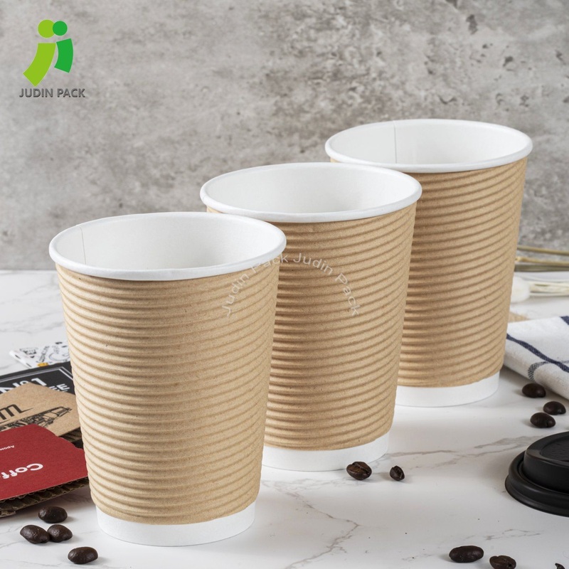 16oz Kraft Tripple Ripple Wall Disposable Paper Coffee Cups Hot Drinks Cups – Paper Cup and Coffee Cup price